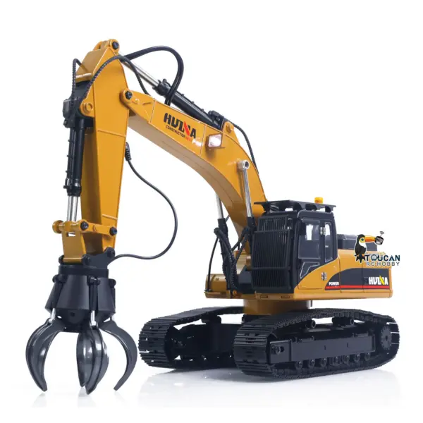 HUINA New Upgrade 580 1/14 Metal Excavator Model Engineering Vehicle Electric Ball Grabber 360 Rotating Shear Claw Sound Lights
