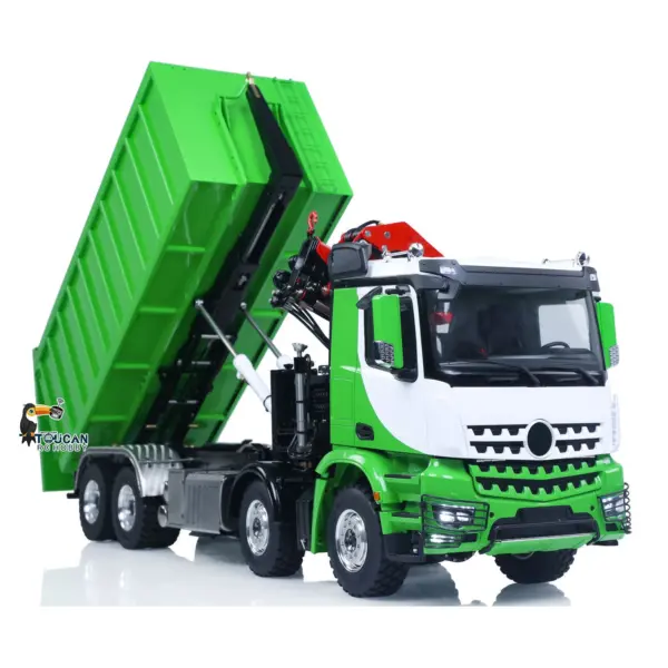 Metal LESU 1/14 RC Hydraulic Crane Dump Truck 8x8 RTR Car 3348 Dumper Waste Bin PL18EV Remote Controller Vehicle 2-Speed Gearbox