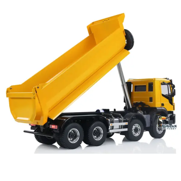 1/14 8x8 Hydraulic RC Dump Truck Metal Remote Control Tipper Car Assembled and Painted Sound Light 67x18.5x25cm