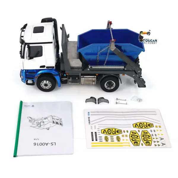 3Speed LESU Skip Loader 3363 Metal 4X4 Chassis 1/14 RC Hydraulic Swing Arm Garbage Dump Truck Light Sound Hub Reduction Axle