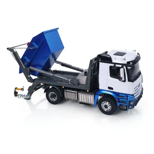 3Speed LESU Skip Loader 3363 Metal 4X4 Chassis 1/14 RC Hydraulic Swing Arm Garbage Dump Truck Light Sound Hub Reduction Axle