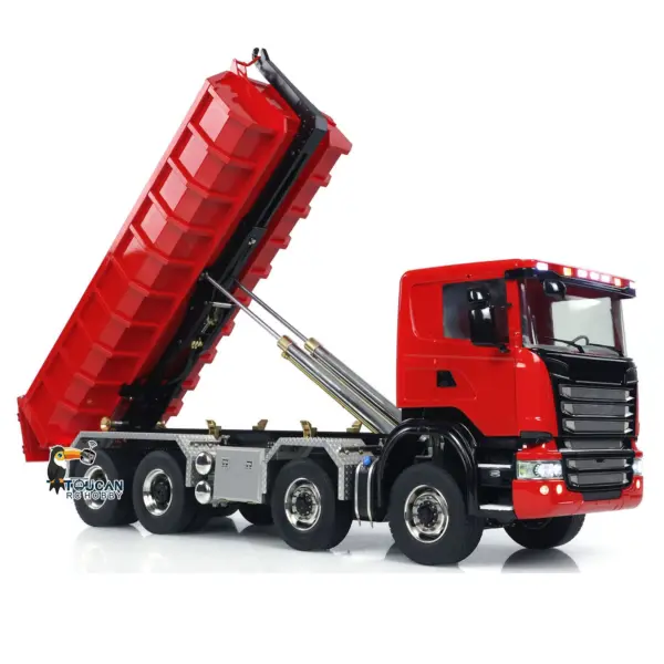 1/14 8x8 RC Hydraulic Full Dump Truck Roll On Off Dumper Trucks 3-speed Transmission Differential Lock Axles Motor Servo ESC