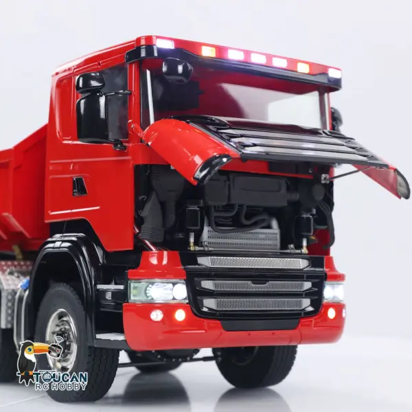 1/14 8x8 RC Hydraulic Full Dump Truck Roll On Off Dumper Trucks 3-speed Transmission Differential Lock Axles Motor Servo ESC
