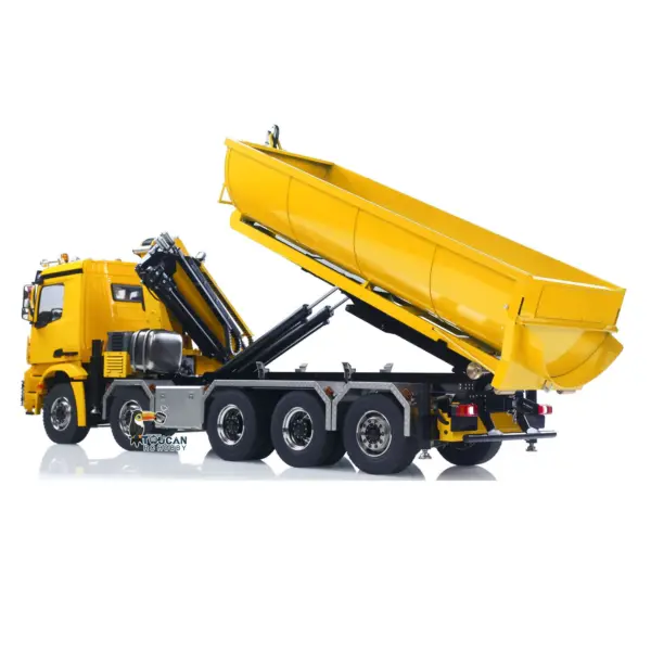 1/14 10x10 Radio Controlled Hydraulic Crane Dump Metal Lorry Car Rear Axle Steering 2mm Piping System Replaceable Bucket