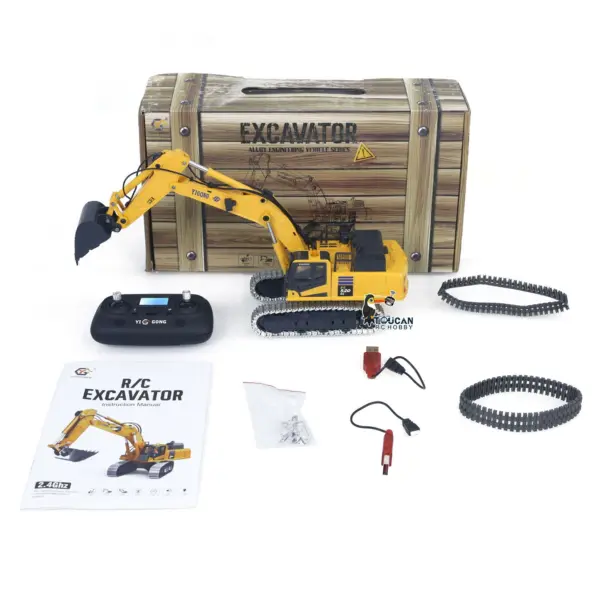 1/50 RC Digger PC520 Electric Lifting Radio Control Excavator Engineering Vehicle Metal Tracks Lights Sound Small Toy Collection