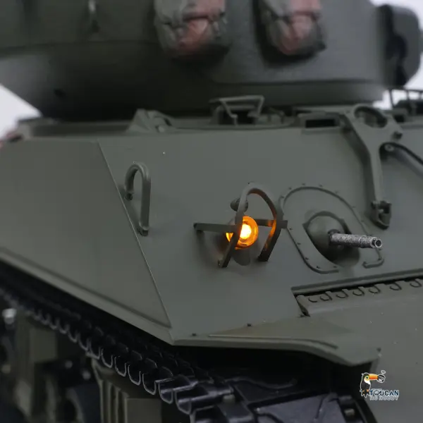 Large Hatch 1/16 Remote Control Tank Sherman M4A3 Infrared System Barrel Elevation Smoke Unit Metal Chassis Gearbox 360 Degrees Turret