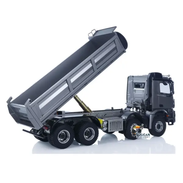 26.4 Inches Metal Chasiss 1/14 RC Hydraulic Dump Truck 2Speed Remote Control Tipper 3363 Axle Locks Flowing Water Light Optional Battery&Charger