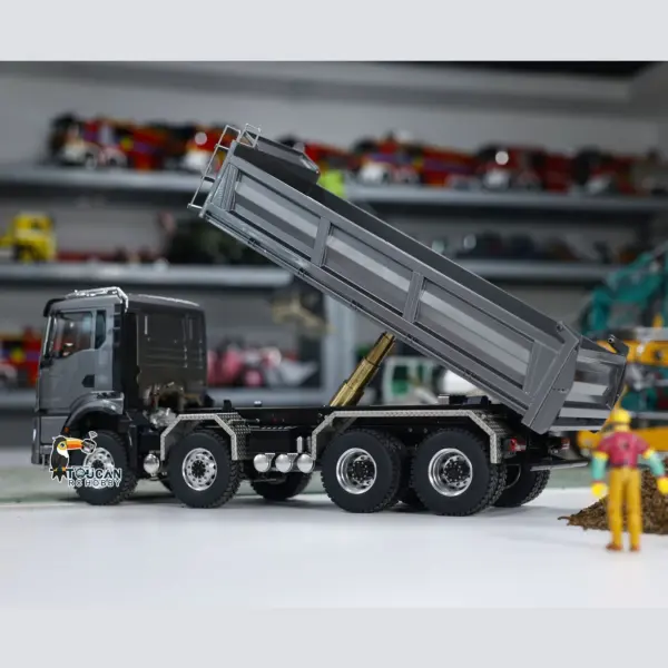1:14 Scale Hydraulic 8x8 RC Tipper Truck Radio Control Dump Truck Metal Cabin Shell Differential Lock 2speed Sound Light Assembled Painted
