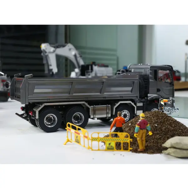 1:14 Scale Hydraulic 8x8 RC Tipper Truck Radio Control Dump Truck Metal Cabin Shell Differential Lock 2speed Sound Light Assembled Painted