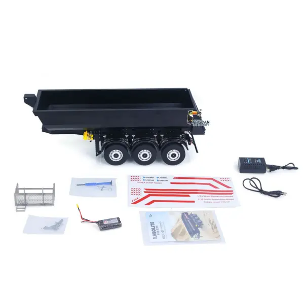 Kabolite 1/14 Metal Remote Control 3Axles Electric Lifting Semi Trailer Dumper for RC Tractor Truck 770S 100 Battery Charger