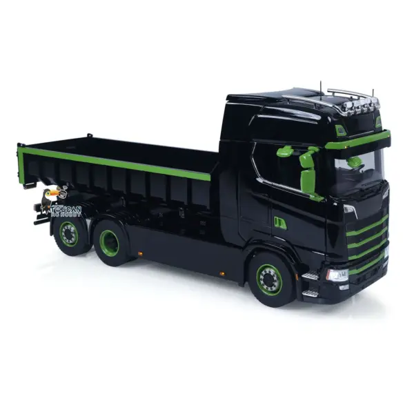 1/14 6x6 Metal Hydraulic RC Dumper Car 770S G66 Radio Control Roll Off Full Dump Truck Standard Bucket Rear Axle Lifting 3-speed Transmission Light Sound FlySky ST8