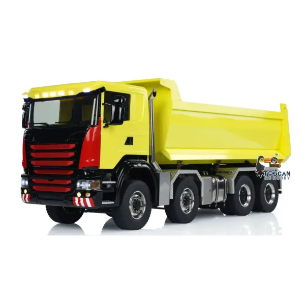 Metal 1/14 8x8 Hydraulic RC Roll Off Dumper Truck Engineering Vehicle Model Differential Lock Axles 3Speed U-shaped High Bucket