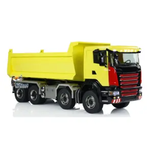 Metal 1/14 8x8 Hydraulic RC Roll Off Dumper Truck Engineering Vehicle Model Differential Lock Axles 3Speed U-shaped High Bucket