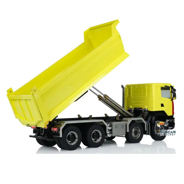 Metal 1/14 8x8 Hydraulic RC Roll Off Dumper Truck Engineering Vehicle Model Differential Lock Axles 3Speed U-shaped High Bucket