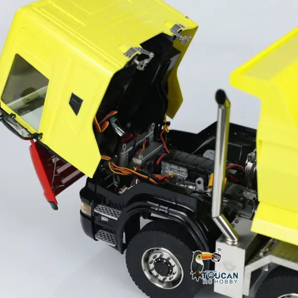 Metal 1/14 8x8 Hydraulic RC Roll Off Dumper Truck Engineering Vehicle Model Differential Lock Axles 3Speed U-shaped High Bucket
