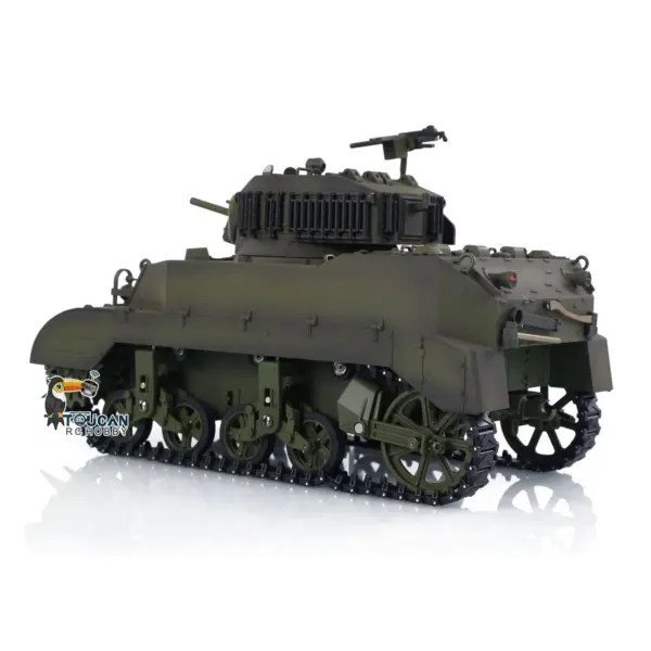 1/16 RC Tank US M5A1 Stuart VI Remote Control RTR Light Tank 360 Smoking Radio System Barrel Recoil Light Flash Two Battery
