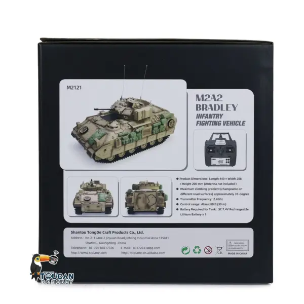 1/16 Tongde RC Tank Remote Control Panzer M2A2 Bradley Electric Infantry Fighting Vehicle DIY Simulation Model Barrel Recoil Without BB Unit