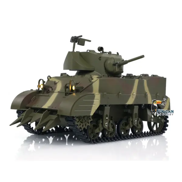 1/16 RC Tank US M5A1 Stuart VI Remote Control RTR Light Tank 360 Smoking Radio System Barrel Recoil Light Flash Two Battery