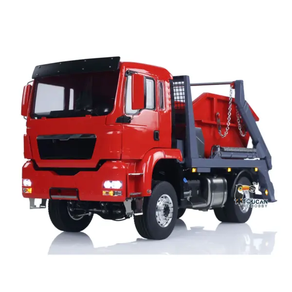 LESU Metal 1/14 RC Hydraulic Swing Arm Garbage Dump Truck 4X4 Remote Control Skip Loader RTR TGS Light Sound ST8 Radio Battery