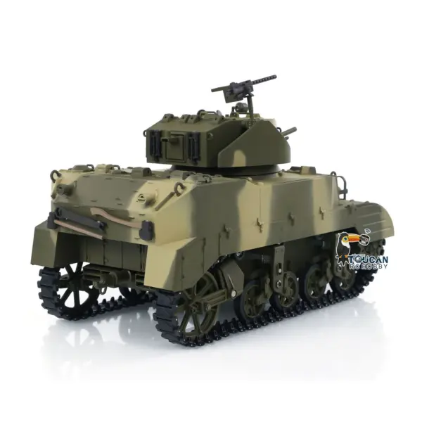 1/16 RC Tank US M5A1 Stuart VI Remote Control RTR Light Tank 360 Smoking Radio System Barrel Recoil Light Flash Two Battery