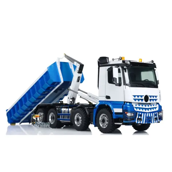 LESU 1/14 8x8 3348 Hydraulic RC Dump Truck RTR Remote Control Roll Off Dumper Simulation Vehicle Model 2-Speed Differential Lock