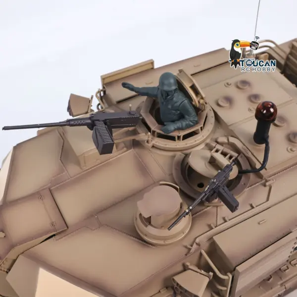 1/16 RC Main Battle Tank Abrams M1A2 Metal Chassis Wheels Steel Gearbox Turret 360 Rotation Barrel Recoil Elevation Battery