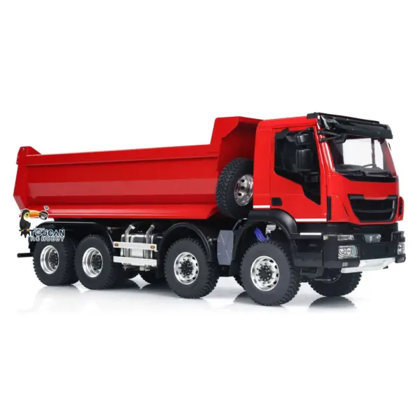 1/14 8x8 Metal Hydraulic RC Dump Truck Remote Control Tipper Car Sound Lights Assembled Painted Model ESC Motor Servo