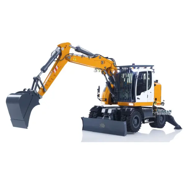 CUT Model 1/14 Remote Control Hydraulic Wheeled Excavator 3Arms LR914 8CH Valve Metal RC Digger Flysky PL18EV Lite Radio RTR