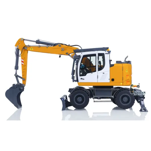 1:14 Metal RC Hydraulic Wheeled Excavator LR914 4*4 3-arms Digger Engineering Vehicle RTR Axle Lock Upgrade Brushless Motor 8-ways Valve PL18EV Lite Radio Controller Light Sound