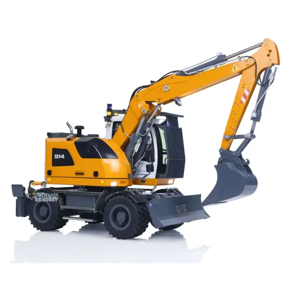 1/14 Metal RC Hydraulic Wheeled Excavator LR914 4*4 8ways Valve RTR Digger Toy Axle Lock Flysky PL18EV Lite Light Sound Mudguard Manual Quick Release Tail hook