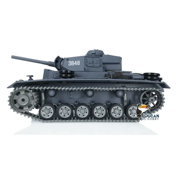 Henglong 1/16 RTR RC Tank 3848 7.0 Customized Panzer III L w/ 360Degrees Rotating Turret FPV Metal Tracks Road Wheels Smoking Gearbox