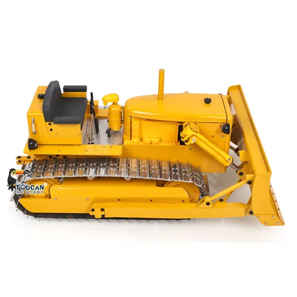 Metal 1/14 RC Bulldozer D7 Remote Control Dozer Model Hydraulic Construction Vehicles Truck Flysky Radio CNC Light Sound Battery