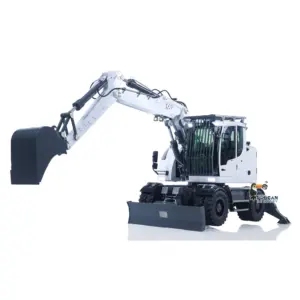 Metal 1:14 RC Hydraulic Wheeled Excavator LR914 Radio Control 8CH Valves Digger Model Front Axle Lock Flysky PL18EV Lite Lights