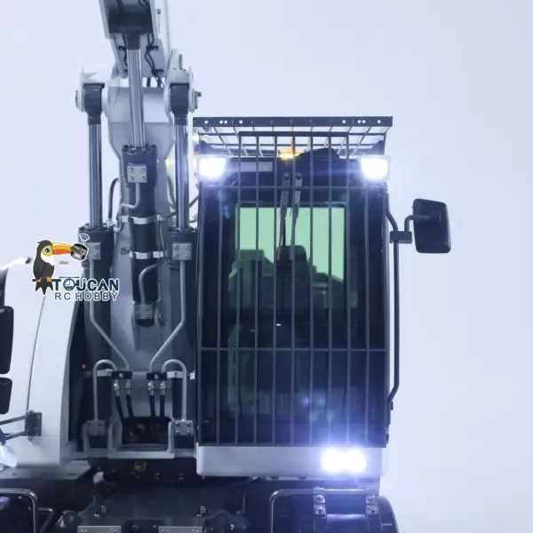 1:14 Metal RC Hydraulic Wheeled Excavator LR914 4*4 3-arms Digger Engineering Vehicle RTR Axle Lock Upgrade Brushless Motor 8-ways Valve PL18EV Lite Radio Controller Light Sound