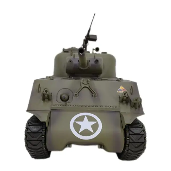 Plastic Henglong 1/16 7.0 RC Tank M4A3 Sherman 3898 320 Degrees Turret Barrel Recoil BB IR Smoking Steel Gearbox Battery 2.4G Radio
