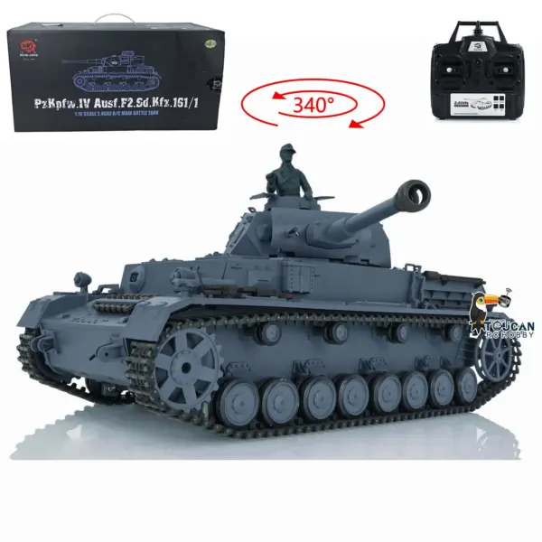 2.4G Henglong 1/16 Scale RC Tank 3859 Plastic German Panzer IV F2 RTR 7.0 Tank w/ Smoking Gearbox BB Shooting Road Wheels Tracks