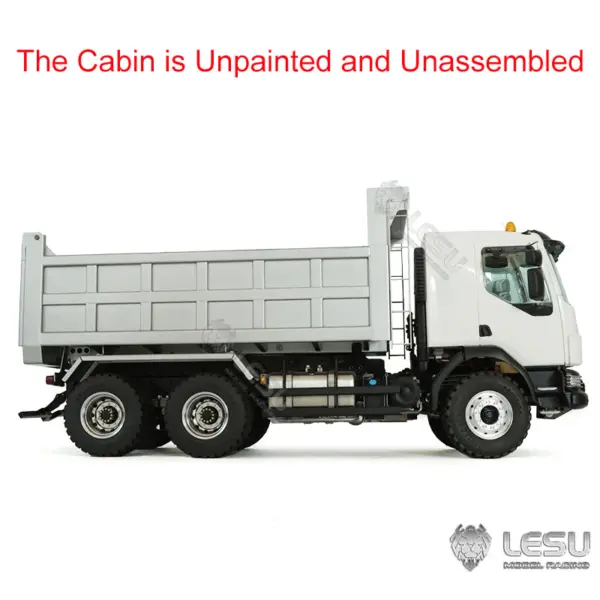 1/14 LESU 6x6 RC Hydraulic Metal Dumper Tipper Sound Light System Chassis Bucket Unpainted Unassembled Cabin Body VM Truck