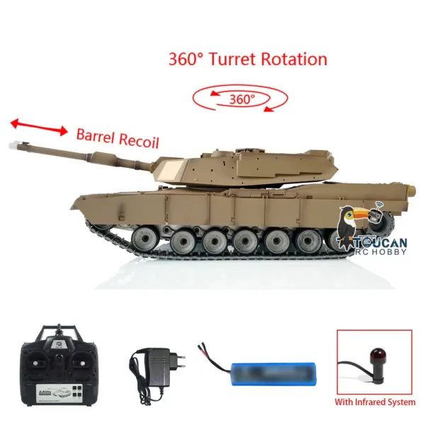 HengLong 1/16 Factory Original Refitted Painted RC Tank Metal Chassis Plastic Uppper Hull RTR 3918 M1A3 Abrams Hobby Models