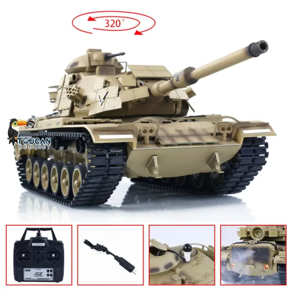 Tongde Model 1/16 RC Battle Tank M60A1 ERA USA Remote Control Panzer Armored Hobby Model Sound BB Unit Assembled