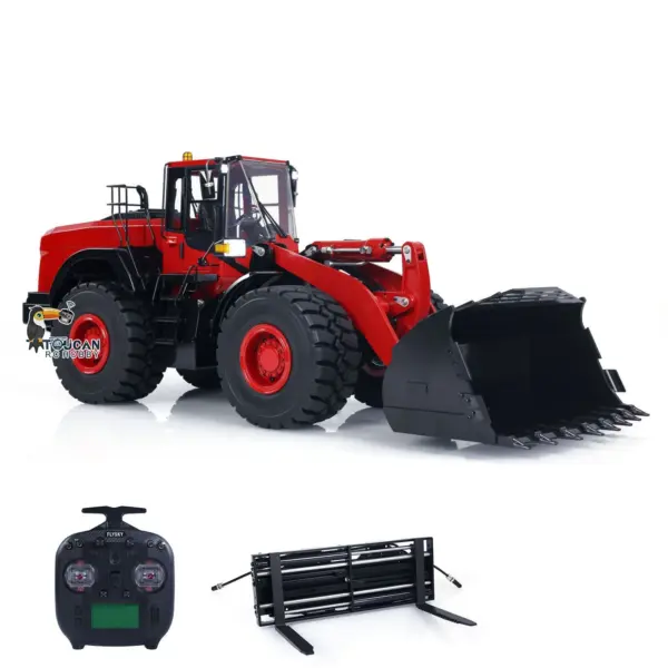 1/14 RC Metal Hydraulic Loader WA480 Remote Control Construction Heavy Machine Quick Coupler Fork Bucket Light Sound ST8 Radio