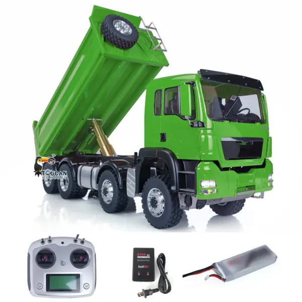 LESU 8x8 1/14 RC Hydraulic Lifting Dumper Truck Model Radio Control Painted Car 540 Power Motor 2-speed High Torque Transmission