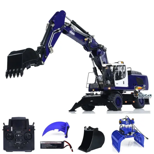 Metal 1/14 R946 Wheeled Hydraulic RC Excavator Remote Controlled Digger Simulation DIY Model Grab Ripper FlySky PL18EV