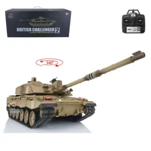 2.4G Henglong 1/16 Scale 7.0 Plastic Ver Challenger II RTR RC Tank Radio Control 3908 Yellow Tracked Driving Wheels
