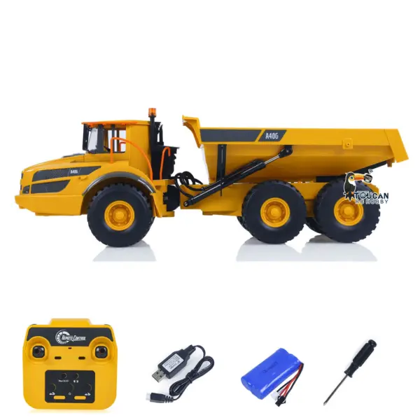 Plastic DoubleE E591 003 1/20 RC Articulated Dumper 6WD Electric Remote Control Truck VO Motor Battery USB Charging Cable RTR