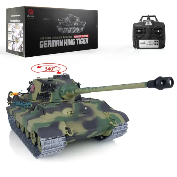 2.4G Henglong 1/16 7.0 Upgraded German King Tiger RTR RC Tank 3888A Metal Tracks