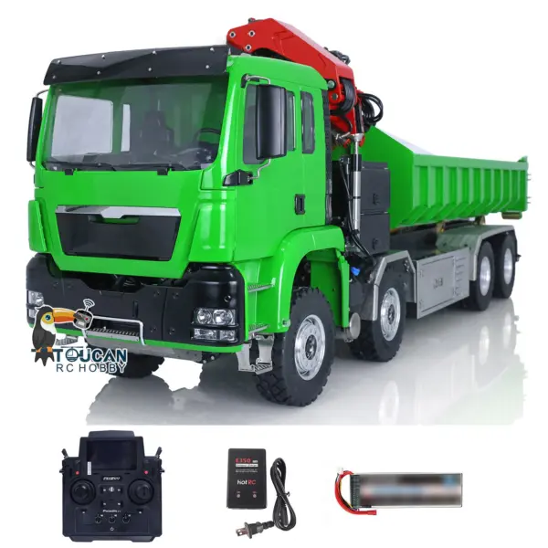 LESU 1/14 8*8 Hydraulic Metal Roll on/off Radio Control Truck Dumper RC Tipper Car Metal Crane Chassis Light Sound PL18EV Battery