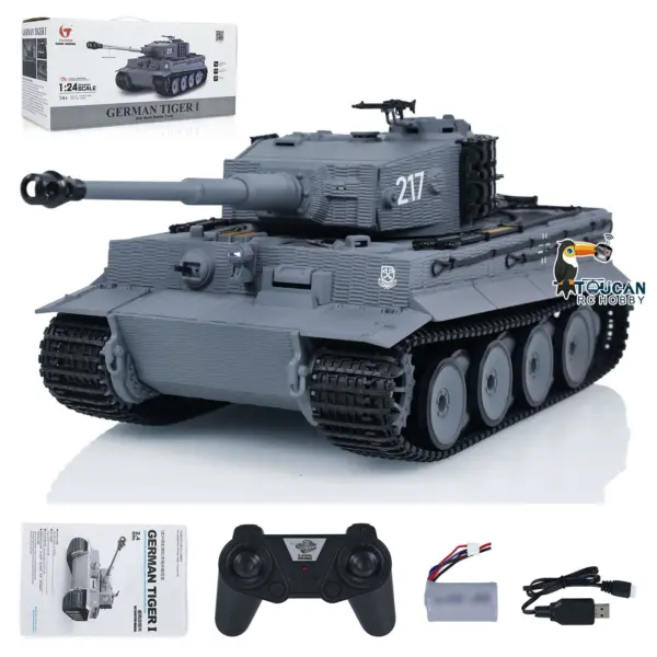 Taigen 1/24 217 007 RC Battle Tank Tiger I Remote Control Military Tanks Armored Panzer Infrared Combat USB Assembled Painted