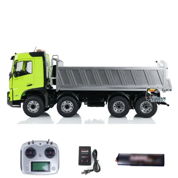 LESU 1/14 RTR RC Hydraulic Dump Truck FMX Cabin 8X8 Metal Chassis Dumper Assembled and Painted Light Sound System FS I6S