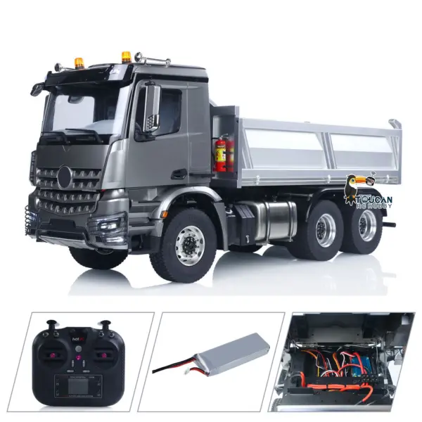 2Speed 3348 Metal Chassis 1/14 RTR RC Hydraulic Dumper Remote Control Tipper Model NO Lock Differential Axle Light Sound Battery