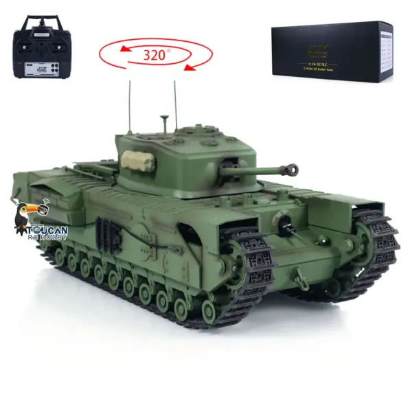 1/16 Tongde RC Battle Tank Churchill Mk.VII Remote Controlled Panzer Electric Infantry Fighting Vehicles Barrel Recoil System